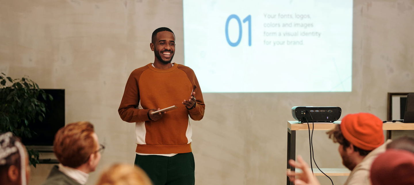 Man presenting during a meeting