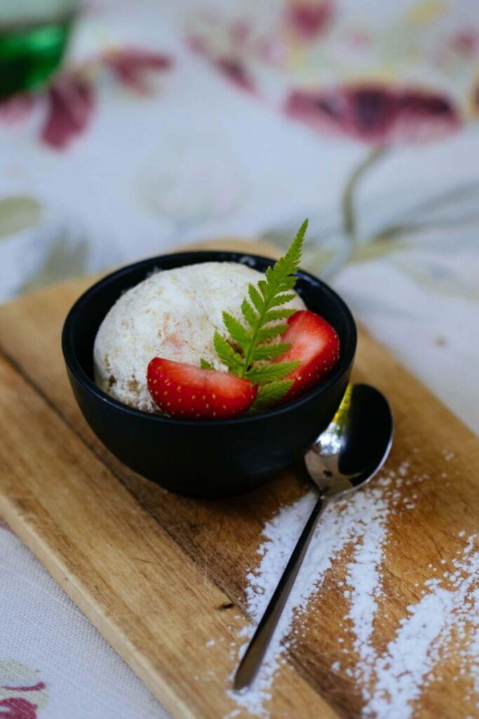 ice cream dessert with strawberry