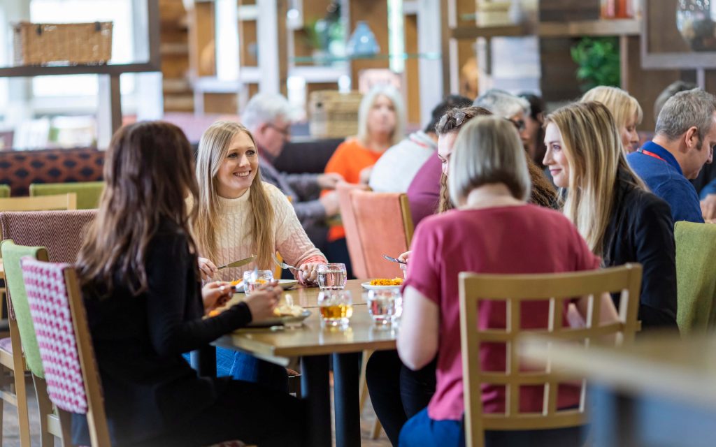 group of women eating at yarnfield restaurant