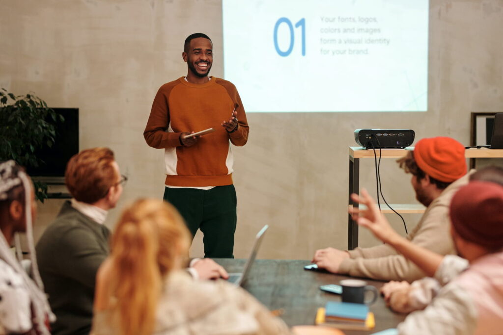 Man presenting during a meeting